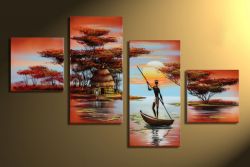 Afrika dreams 2 - 4 delig canvas 80x50cm Handgeschilderd