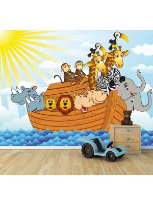 Foto behang Ark van Noach Cartoon kinder behang voorbeeld