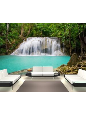 Foto behang Jungle waterval in Thailand Provincie Kanchanaburi voorbeeld