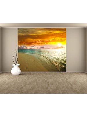 Foto behang Zonsondergang op het strand II voorbeeld