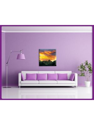 Foto print op canvas Zonsondergang boven berglandschap