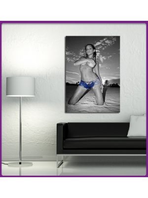 Foto print op canvas Sexy Model op het strand Zwart-wit