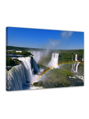 Iguazu waterval met regenboog - Foto print op canvas