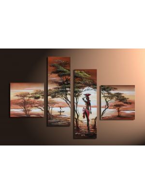 Afrika dreams 1 - 4 delig canvas 100x70cm Handgeschilderd