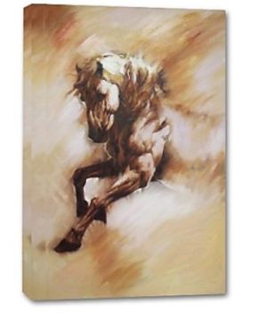 Paard in het wild - 1 delig 60x90cm Handgeschilderd schilderij
