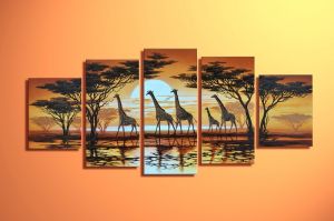 Giraffen handgeschilderde canvas 150x70cm
