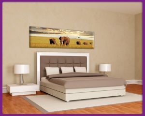 Foto print op canvas Panorama OIifanten kudde