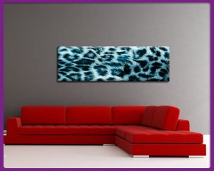 Foto print op canvas Panorama Luipaarden vel - Blauw