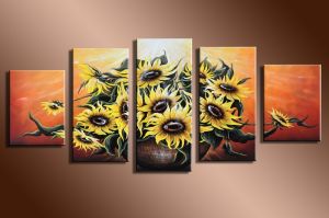 Zonnebloemen handgeschilderde canvas
