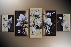 Bloemen handgeschilderde canvas 150x70cm