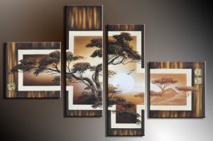 Afrikaanse savanne 1 - 4 delig canvas 100x70cm Handgeschilderd