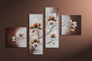 Magnolia 7 - 4 delig canvas 100x70cm Handgeschilderd
