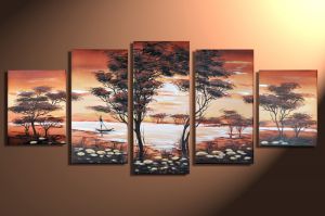 Afrikaans leven 3 handgeschilderde canvas 150x70cm