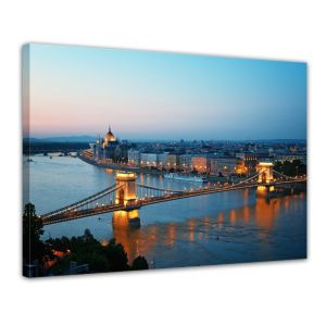 Budapest Skyline in de nacht - Foto print op canvas