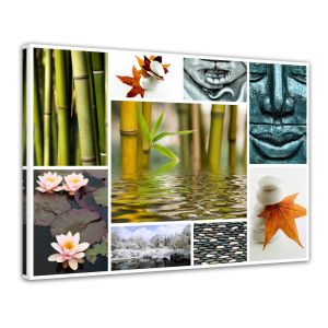 Buddha Collage - Foto print op canvas langwerpige canvas