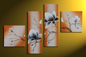 Magnolia 3 - 4 delig canvas 100x70cm Handgeschilderd