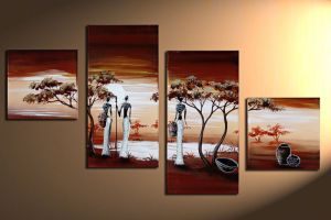 Afrika 1 - 4 delig canvas 80x50cm Handgeschilderd