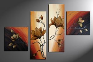 Magnolia 9 - 4 delig canvas 100x70cm Handgeschilderd