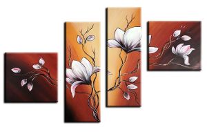 Magnolia 10 - 4 delig canvas 100x70cm Handgeschilderd