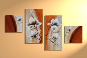 Magnolia 2 - 4 delig canvas 80x50cm Handgeschilderd