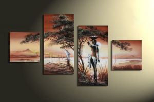 Afrika dreams 1 - 4 delig canvas 80x50cm Handgeschilderd