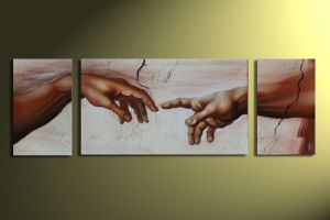 Michelangelo handen die elkaar aanraken 165x50cm