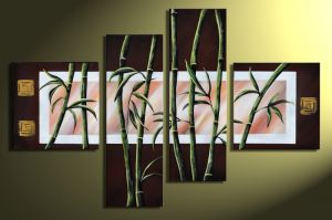 Bamboe 1 - 4 delig canvas 100x70cm Handgeschilderd