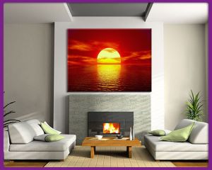 Canvas Zon zons ondergang rood voorbeeld