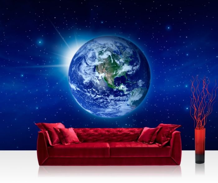 Foto behang "Aarde, ruimte" vliesbehang 300x210cm of 400x280cm