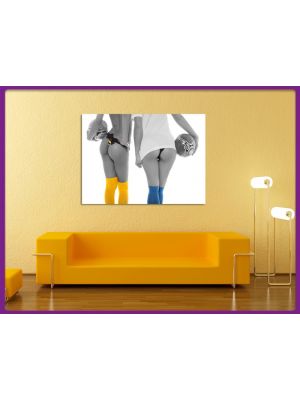Foto print op canvas Sexy voetbal vrouwen Zwart-wit