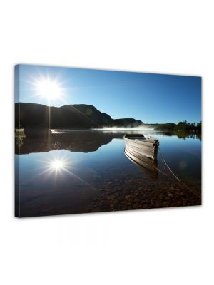 Boot op een meer - Foto print op canvas