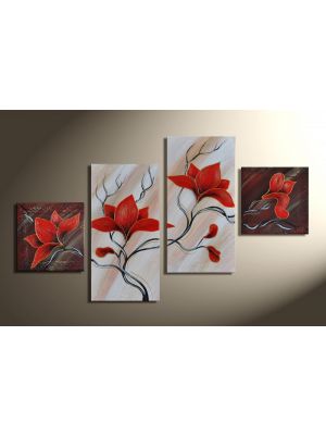 Magnolia 4 - 4 delig canvas 80x50cm Handgeschilderd